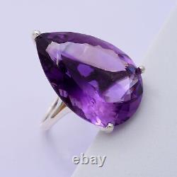 925 Sterling Silver Platinum Plated Amethyst Solitaire Ring Jewelry Size 7 Ct 50