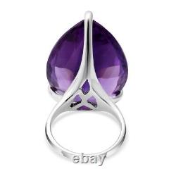 925 Sterling Silver Platinum Plated Amethyst Solitaire Ring Jewelry Size 7 Ct 50
