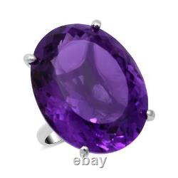 925 Sterling Silver Platinum Plated Amethyst Solitaire Ring Jewelry Size 8 Ct 50