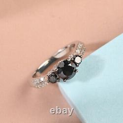 925 Sterling Silver Platinum Plated Black Diamond Ring Jewelry Gift Size 10 Ct