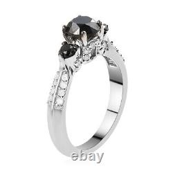 925 Sterling Silver Platinum Plated Black Diamond Ring Jewelry Gift Size 10 Ct