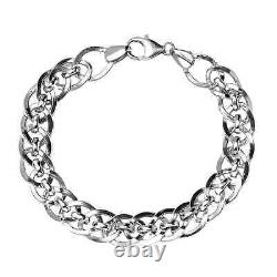 925 Sterling Silver Platinum Plated Bracelet Jewelry Gift for Women Size 7.25