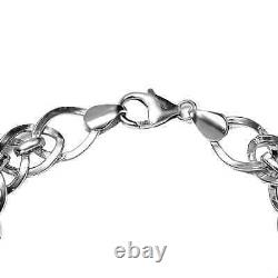 925 Sterling Silver Platinum Plated Bracelet Jewelry Gift for Women Size 7.25