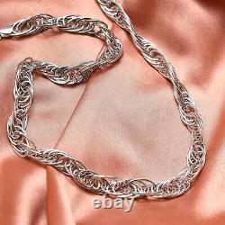 925 Sterling Silver Platinum Plated Chain Necklace Jewelry Gift 48 Grams Size 20