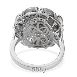 925 Sterling Silver Platinum Plated Cocktail Ring Jewelry Gift Size 7 Ct 7.5