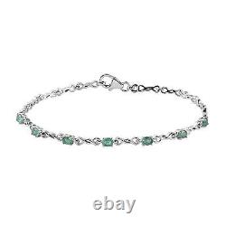 925 Sterling Silver Platinum Plated Emerald Bracelet Jewelry Gift Size 8 Ct 1.1