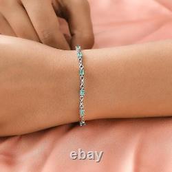 925 Sterling Silver Platinum Plated Emerald Bracelet Jewelry Gift Size 8 Ct 1.1