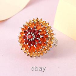 925 Sterling Silver Platinum Plated Fire Opal Ring Jewelry Gift Ct 3.5