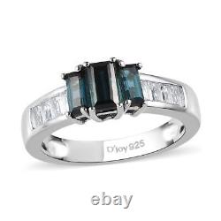 925 Sterling Silver Platinum Plated Indicolite Ring Jewelry Gift Size 6 Ct 1.3