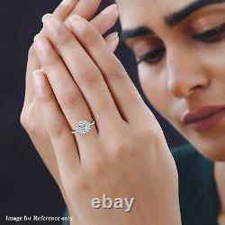 925 Sterling Silver Platinum Plated Moissanite Halo Ring Jewelry Ct 2.6