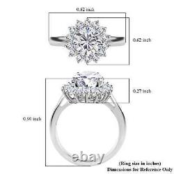 925 Sterling Silver Platinum Plated Moissanite Halo Ring Jewelry Ct 2.6