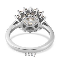 925 Sterling Silver Platinum Plated Moissanite Ring Jewelry Gift Size 6 Ct 2.6