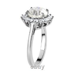925 Sterling Silver Platinum Plated Moissanite Ring Jewelry Gift Size 9 Ct 2.6