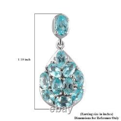 925 Sterling Silver Platinum Plated Natural Apatite Earrings Jewelry Gift Ct 5.7