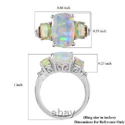 925 Sterling Silver Platinum Plated Natural Opal Ring Jewelry Gift Size 7 Ct 3.3