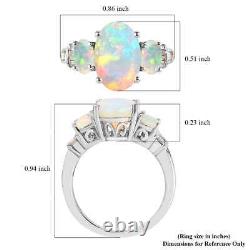 925 Sterling Silver Platinum Plated Natural Opal Ring Jewelry Gift Size 9 Ct 2.8