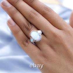 925 Sterling Silver Platinum Plated Natural Welo Opal Ring Jewelry Size 6 Ct 5.5