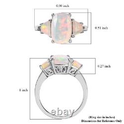 925 Sterling Silver Platinum Plated Opal 3 Stone Ring Jewelry Gift Size 8 Ct 3