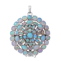 925 Sterling Silver Platinum Plated Opal Flower Pendant Jewelry Gift Ct 14.7
