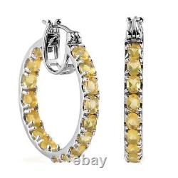 925 Sterling Silver Platinum Plated Opal Hoops Hoop Earrings Jewelry Gift Ct 3.9