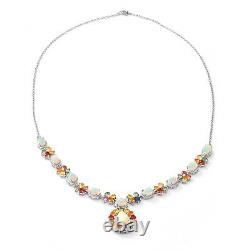 925 Sterling Silver Platinum Plated Opal Necklace Jewelry Gift Size 18 Ct 17