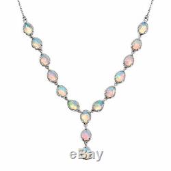 925 Sterling Silver Platinum Plated Opal Necklace Jewelry Gift Size 18 Ct 7