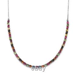 925 Sterling Silver Platinum Plated Tourmaline Necklace Jewelry Size 24 Ct 15.6