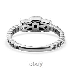 925 Sterling Silver Platinum Rhodium Over White Diamond Ring Jewelry Gift Size 7