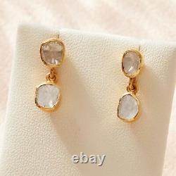 925 Sterling Silver Polki Slice Diamond Victorian Earring Wedding Gift Jewelry