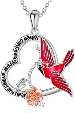 925 Sterling Silver Red Cardinal Bird Necklaces for Women / Girls Jewelry Gifts
