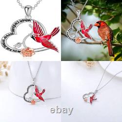 925 Sterling Silver Red Cardinal Bird Necklaces for Women / Girls Jewelry Gifts