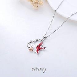 925 Sterling Silver Red Cardinal Bird Pendant Necklace for Women Jewelry Gifts
