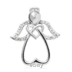 925 Sterling Silver Rhodium Plated Natural White Diamond Pendant Jewelry Gift