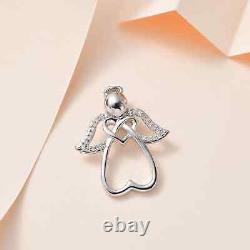 925 Sterling Silver Rhodium Plated Natural White Diamond Pendant Jewelry Gift