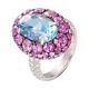 925 Sterling Silver Rings Cubic Zirconia Aqua & Pink Women Gift For Her Jewelry