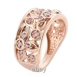 925 Sterling Silver Rose Gold Over Pink Diamond Band Ring Jewelry Gift Size 7