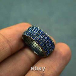 925 Sterling Silver, Sapphire Gemstone Band Ring, Party Wear Jewelry, Gift For Her