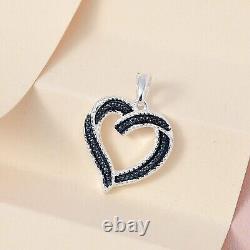 925 Sterling Silver Simulated Blue Diamond Heart Pendant Jewelry Gift for Women