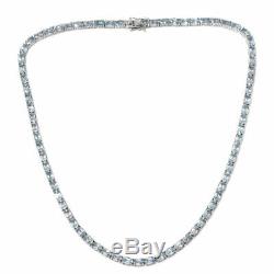 925 Sterling Silver Sky Blue Topaz Tennis Necklace Gift Jewelry Size 18 Ct 38.4