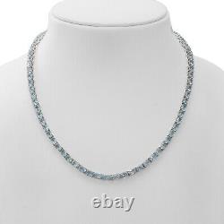 925 Sterling Silver Skyblue Topaz Tennis Necklace Gift Jewelry Size 18 Ct 40.3