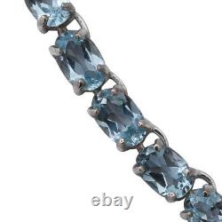925 Sterling Silver Skyblue Topaz Tennis Necklace Gift Jewelry Size 18 Ct 40.3