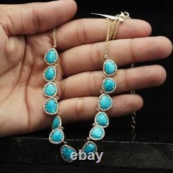 925 Sterling Silver Sleeping Beauty Turquoise Diamond Necklace Jewelry Gift