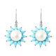 925 Sterling Silver Sleeping Beauty Turquoise Flower Earrings Jewelry Gift Ct 4