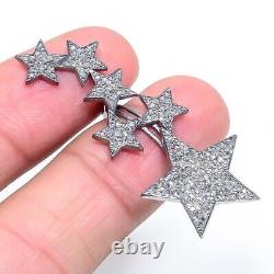 925 Sterling Silver Star Ring Studded With Natural Pave Diamond Gift Jewelry