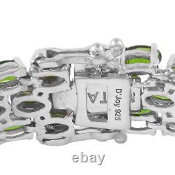 925 Sterling Silver Tennis Bracelet Diopside Platinum Over Size 7.25 Ct 73.4