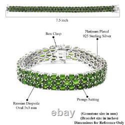 925 Sterling Silver Tennis Bracelet Diopside Platinum Over Size 7.25 Ct 73.4