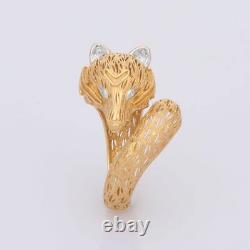 925 Sterling Silver Texture Vixen Diamond Ring Gold Plated Jewelry Gift