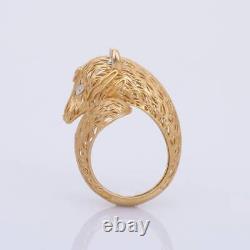925 Sterling Silver Texture Vixen Diamond Ring Gold Plated Jewelry Gift