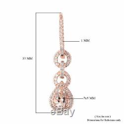 925 Sterling Silver Vermeil Rose Gold Morganite Dangle Drop Earrings Gift Ct 1.9