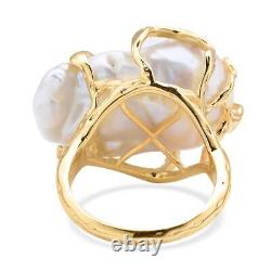 925 Sterling Silver Vermeil Yellow Gold Over Cocktail Ring Jewelry Gift Size 7